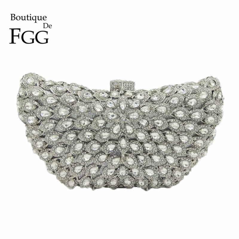 Boutique De FGG Фуксия Бабочка Кристалл женские вечерние сумки клатчи со стразами