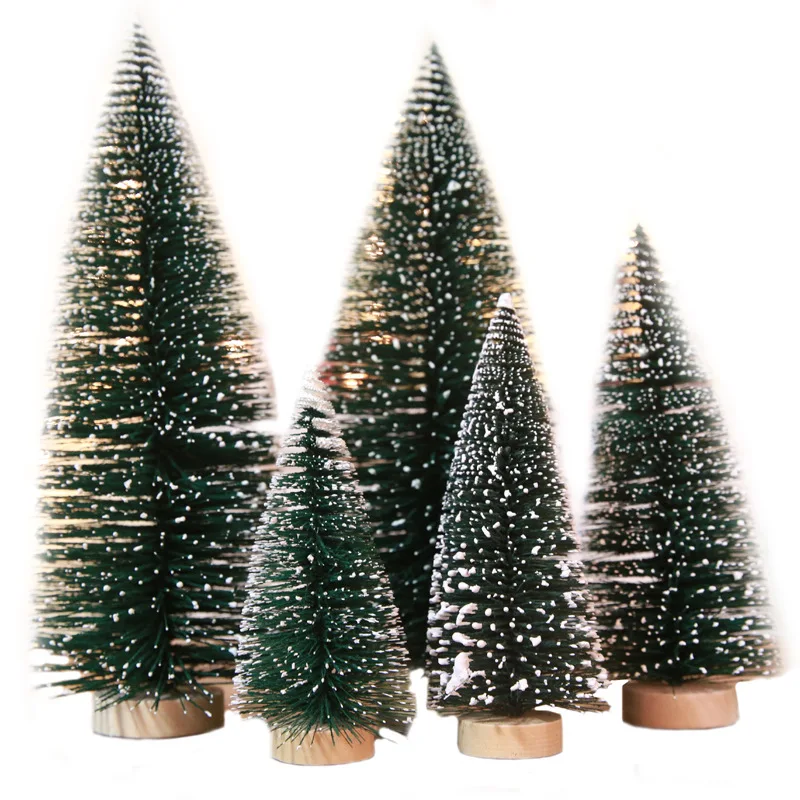 1PCS DIY 15 18 22 29 32CM Christmas Tree Fake Pine Mini Sisal Bottle Brush Santa Snow Frost Village House | Дом и сад