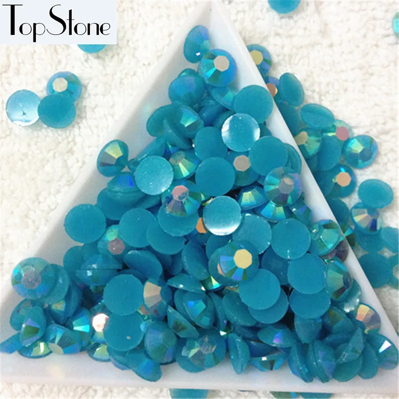 J8 Jelly blue zircon TopStone желе AB цвета смолы эпоксидные плоские с оборота каменные бусины 14 граней машинная резка дизайн ногтей драгоценные камни Размер 3 мм 4 мм 5 мм 6 мм - Цвет: J8 Jelly blue zircon
