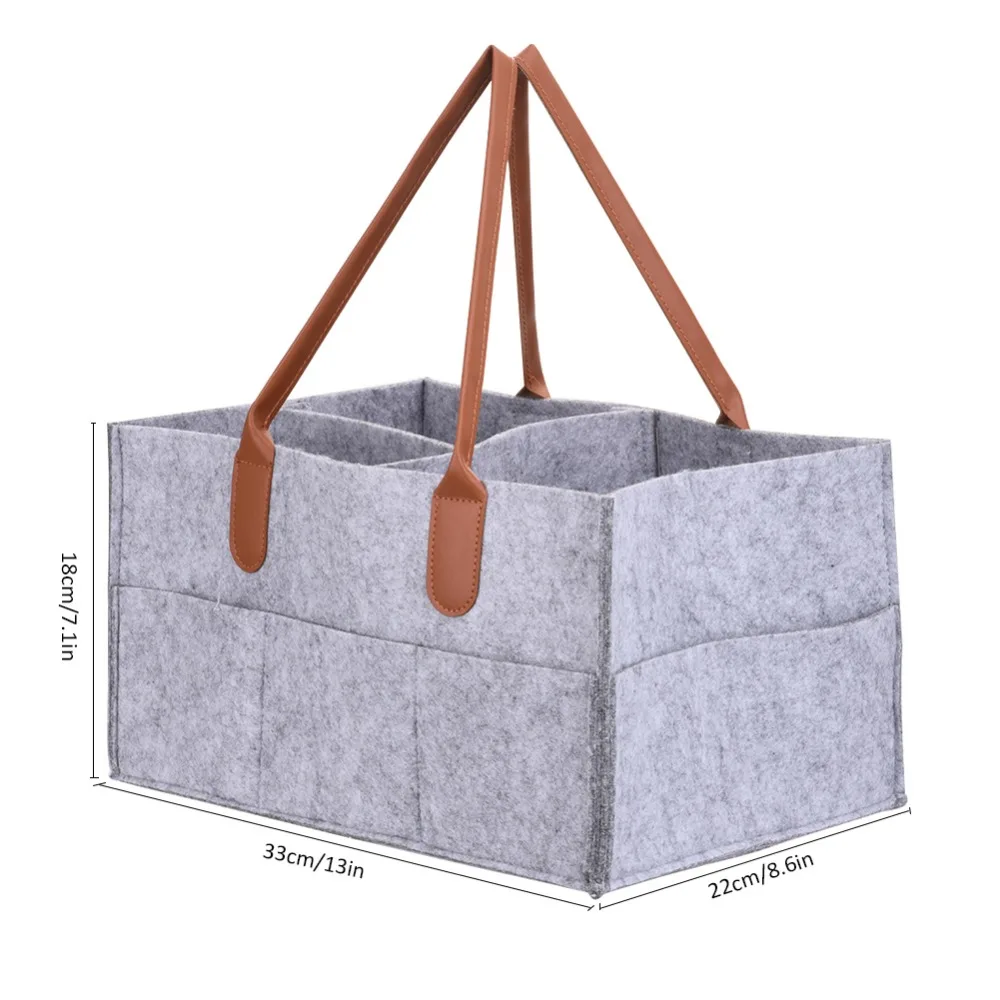 

Baby Diaper Caddy Portable Nappy Organiser Grey Foldable Felt Storage Bag Diaper Caddy Organizing Children Toys Organizer Basket