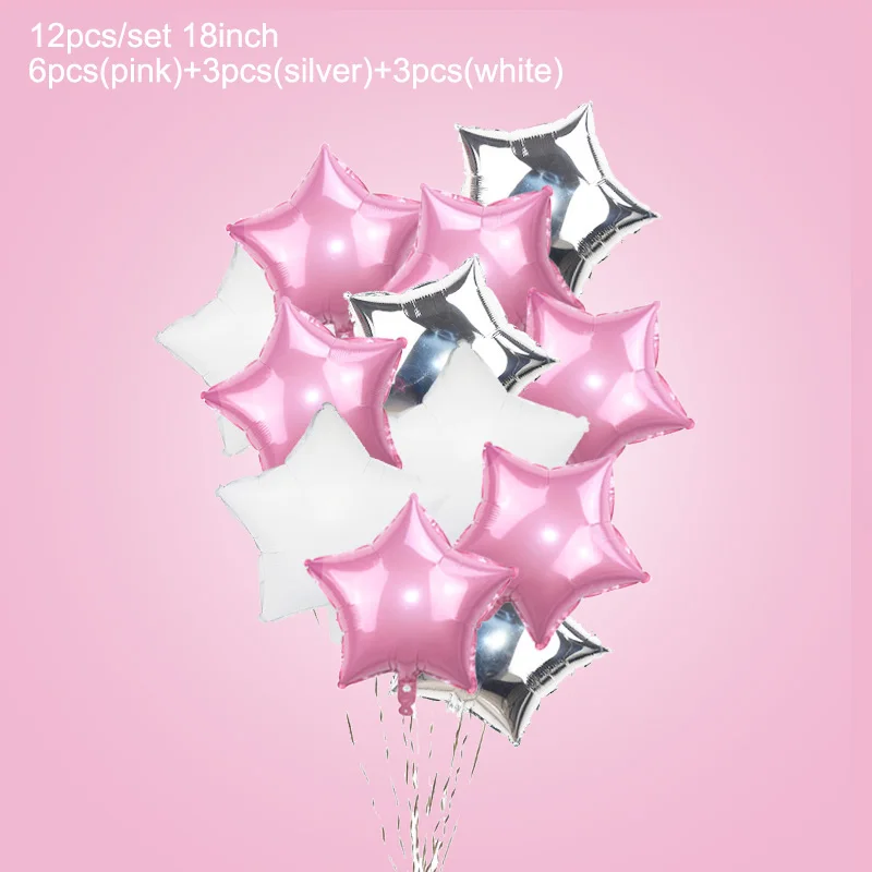 1 комплект, детский душ, для девочек, для мальчиков, воздушный шар, для дня рождения, украшение для вечеринки, для девочек, пол, для вечеринки, вечерние принадлежности - Цвет: pink silver star