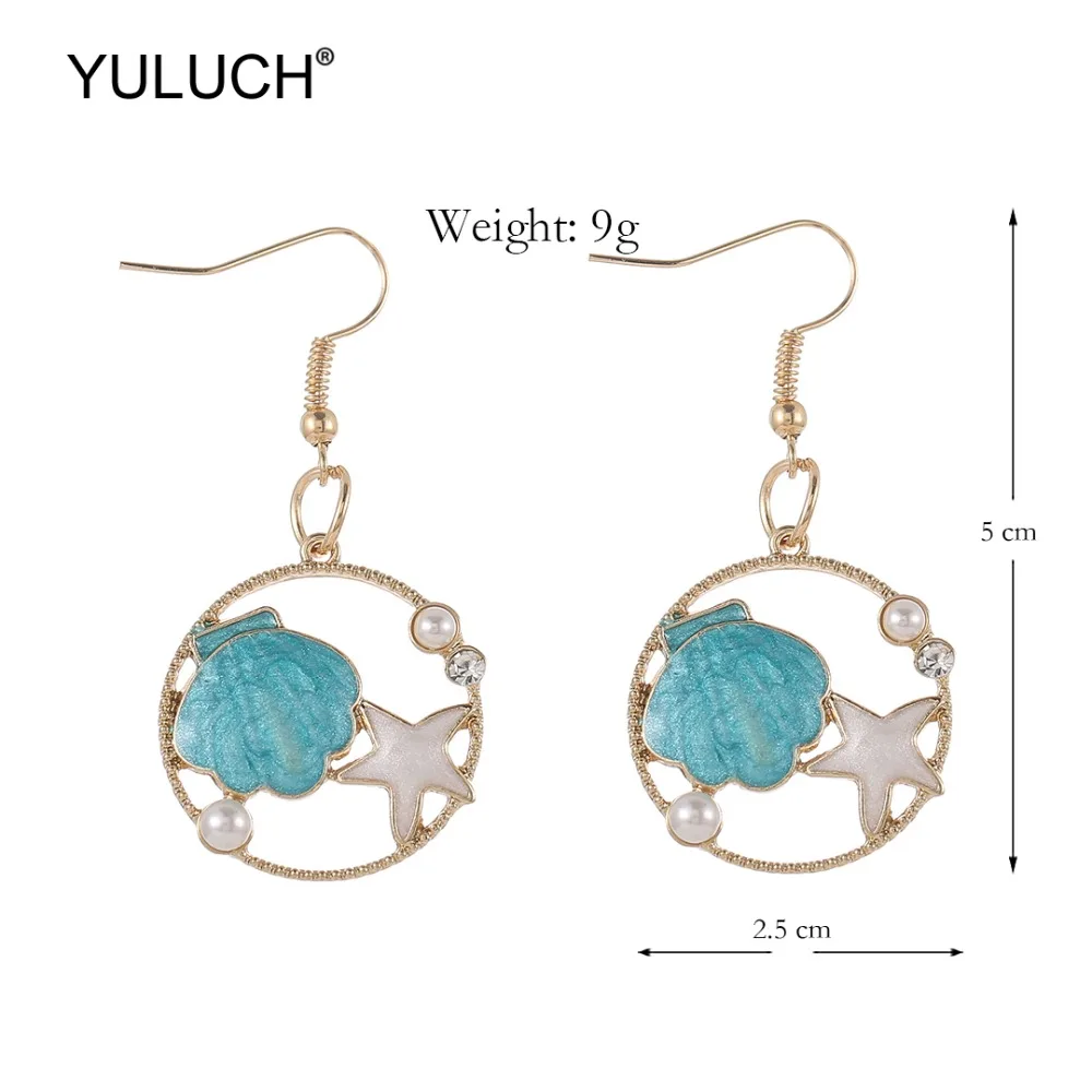 Женские сережки с подвеской YULUCH круглые металлические жемчужные серьги в виде