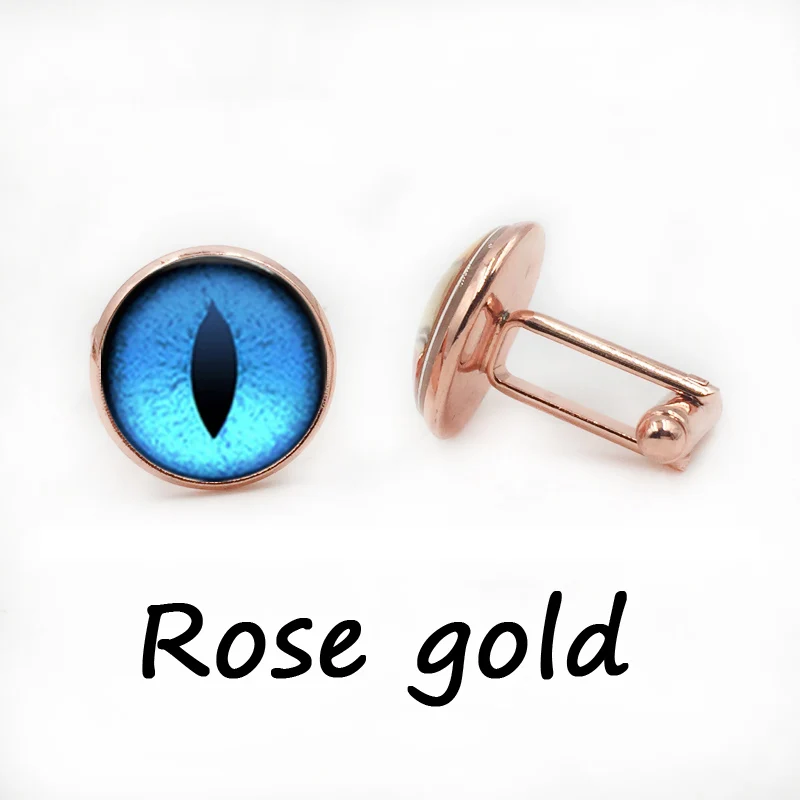 handmade Cufflink BestSelling Blue Dragon eye Glass Cabochon Dome personality witchcraft High Quality jewelry | Украшения и