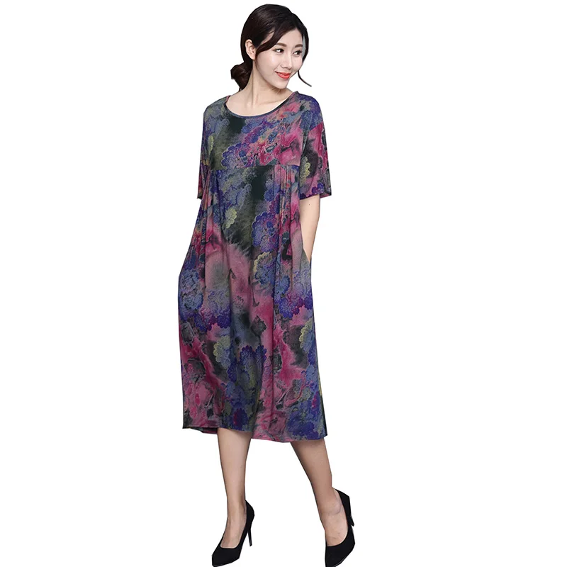 Женское свободное Повседневное платье в стиле ретро хлопковое большого размера