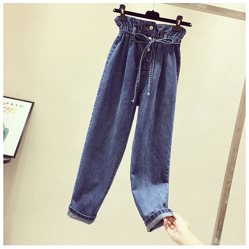 Женские винтажные джинсы с высокой талией свободные прямые широкие брюки