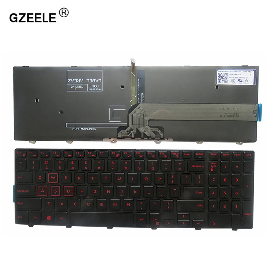 Новая клавиатура GZEELE US для ноутбука DELL 15 3000 5000 17-5000 15MR-1528 3534 английская красная
