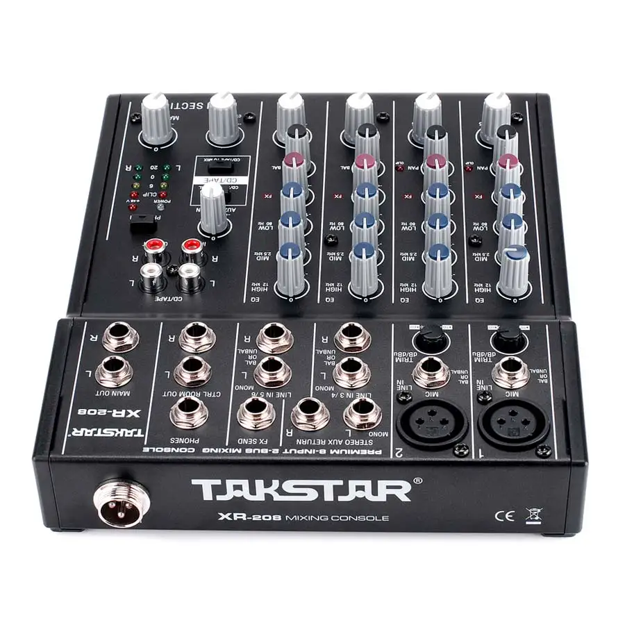 Takstar XR-208 микшерный пульт Цифровой микшер Премиум 8-вход 2-шина микшерный пульт использовать для аудио производства звукозаписи студии