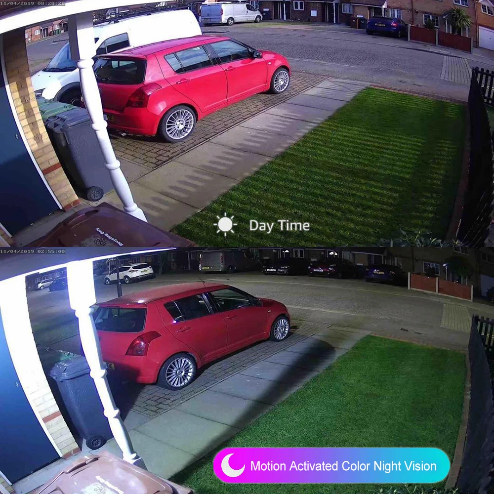 WiFi камера безопасности с прожектором 1080P движение активированный Цвет ночного