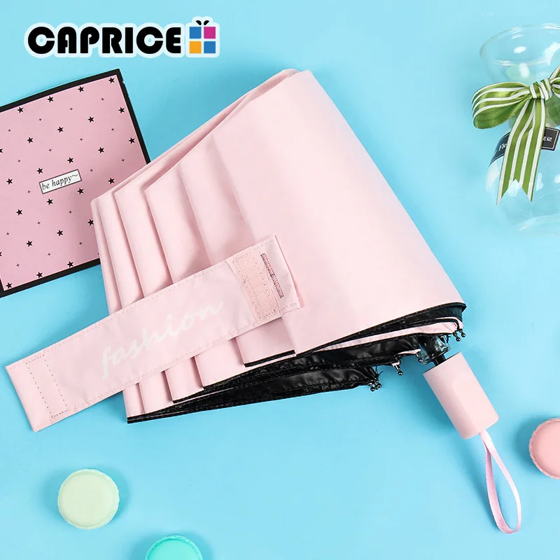 Black Coating Umbrella for Women and Children Diameter 100 cm Three Folding Windproof Sunny Rainy Umbrellas | Дом и сад