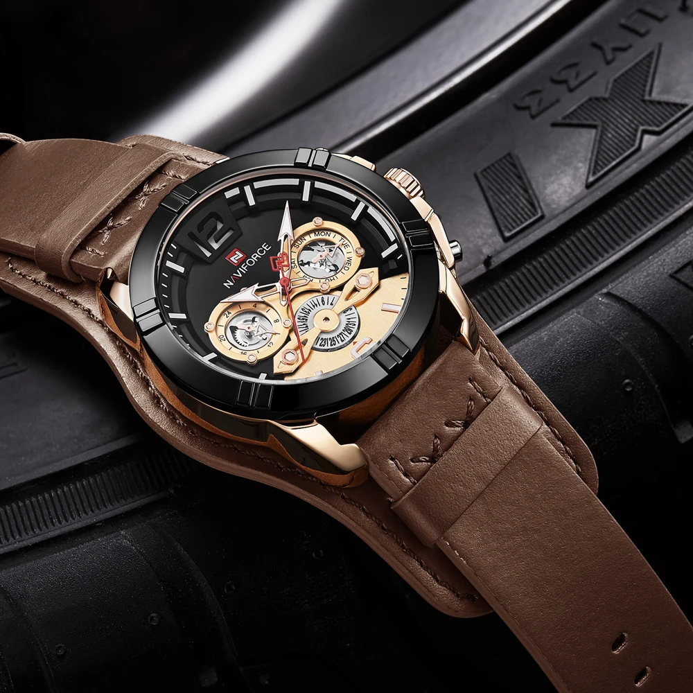 NAVIFORCE Luxury Brand Men Watches Male Military Sports Clocks Date Casual Leather Quartz Wrist Watch Business Relogio Masculino | Наручные