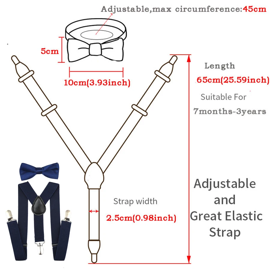 Модный комплект из 2 предметов (подтяжки + галстук бабочка) темно синий бабочка