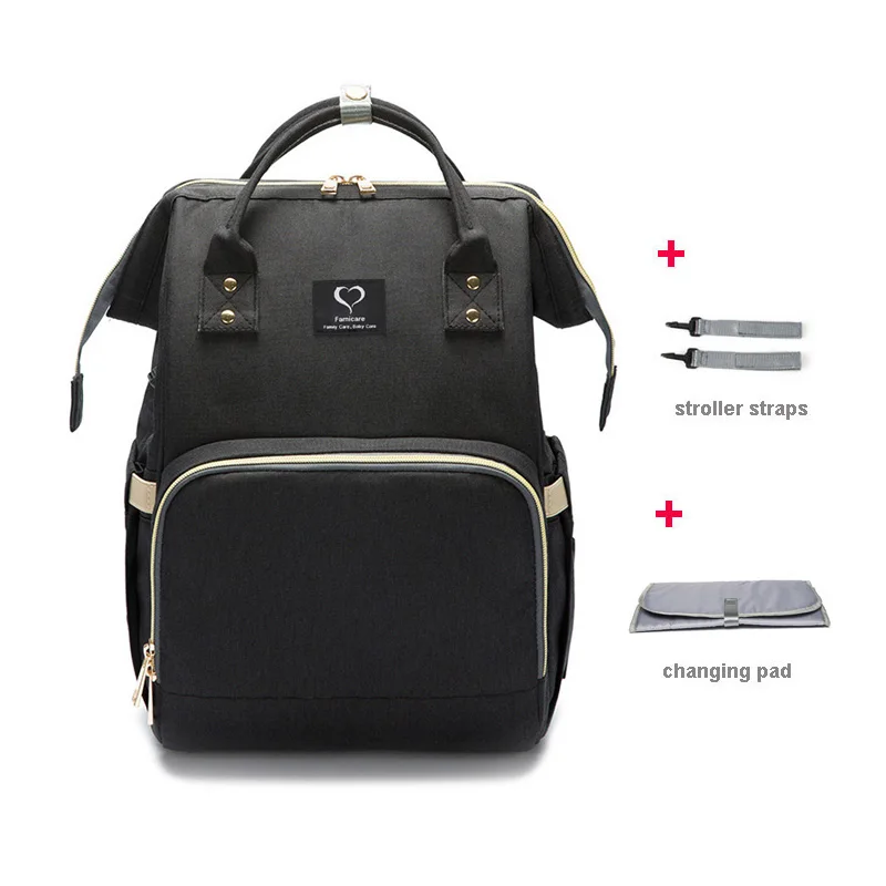 black Рюкзак для мамы Подгузник сумка наушники USB Joggle подгузник сумка водонепроницаемый для беременных дорожный рюкзак дизайнерская сумка для ухода за ребенком сумка для детской коляски сумка женская большая - Цвет: black