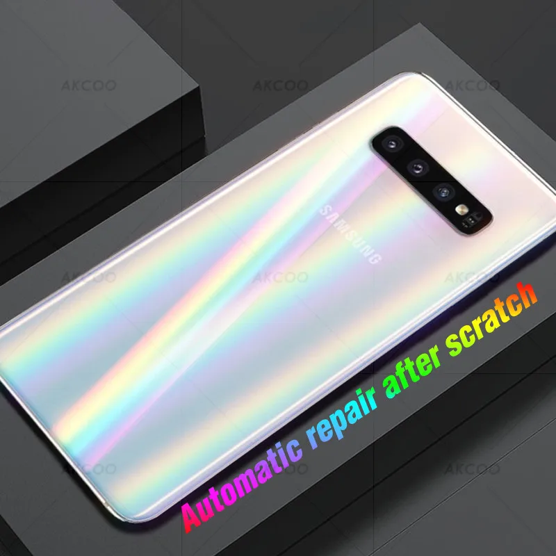 Akcoo 2 pack Aurora gradient back film for Samsung S10 Plus rear rainbow protector S8 9 Plus Note 8 9 10 Plus back prtector film