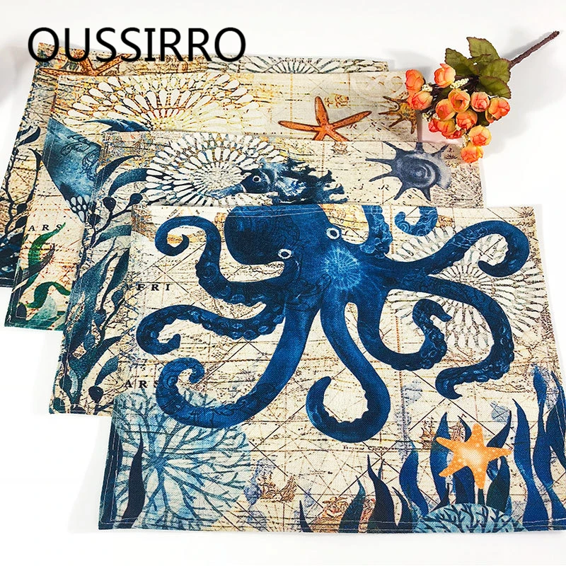 Коврики для кухонного стола салфетка из хлопка и льна декоративная с рисунком