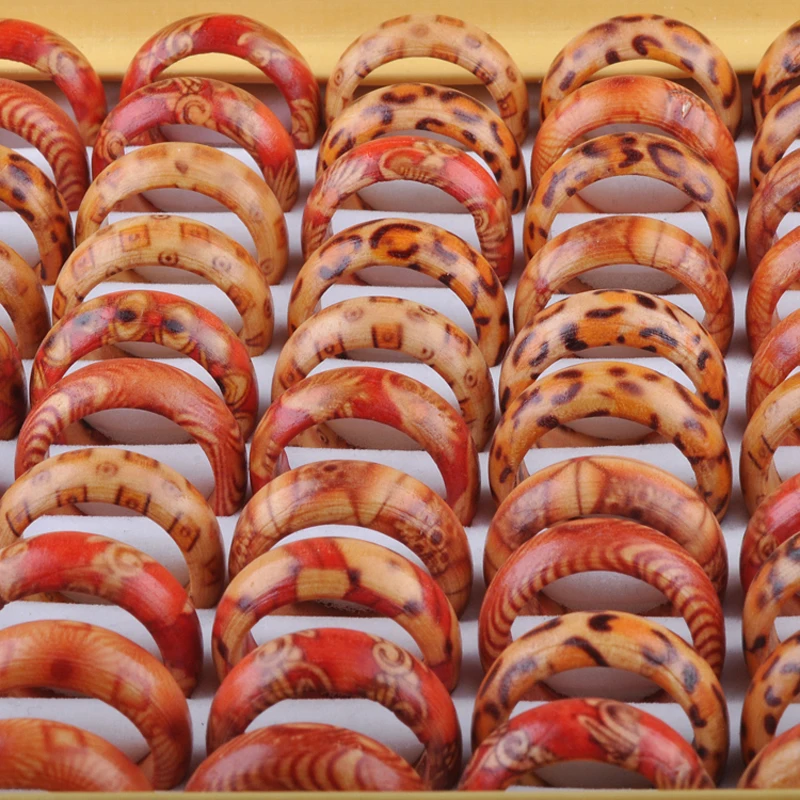 20 шт. оптовая продажа кольца из натурального дерева разные цвета модные