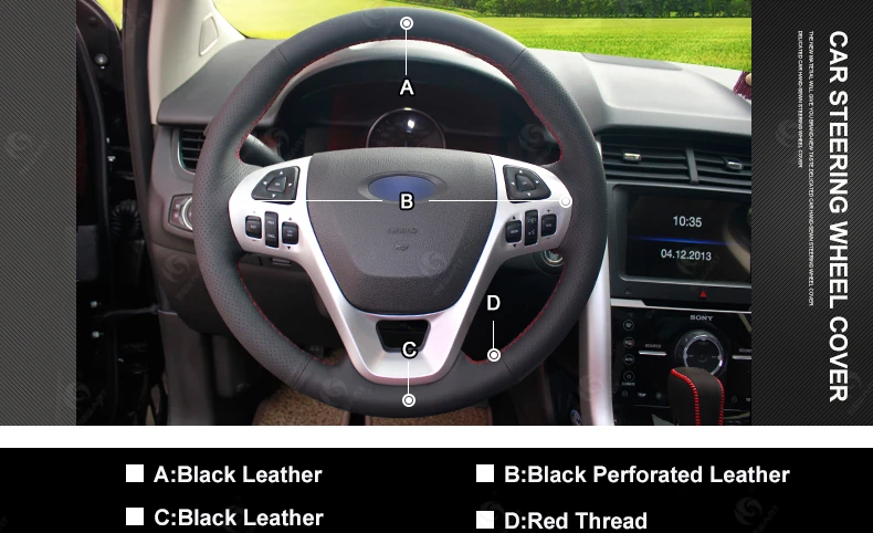 MEWANT черная крышка рулевого колеса автомобиля из натуральной кожи для Ford Explorer 2011- aurus 2012- Edge 2011- части интерьера