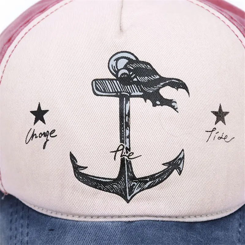 Бейсболка Charm Wood летняя кепка с рисунком Якорь Snapback Мужская Солнцезащитная