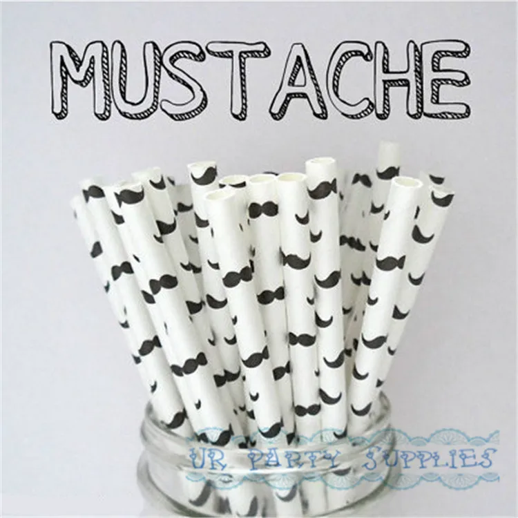 500 шт черные усы бумага соломинки белый с черными усами Свадебная вечеринка день