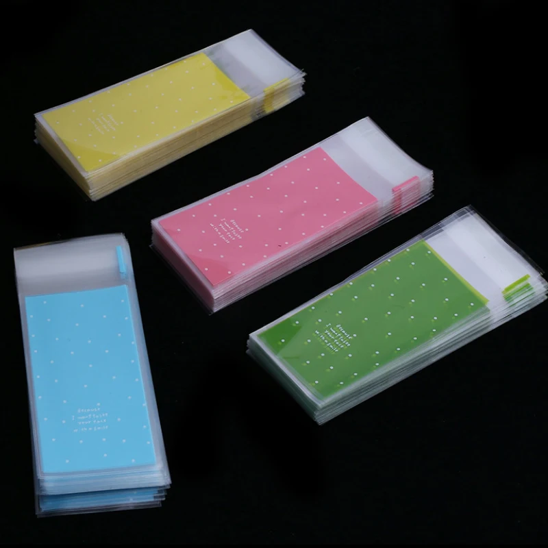 Распродажа 100 шт./лот пластиковые подарочные пакеты для печенья самоклеящиеся