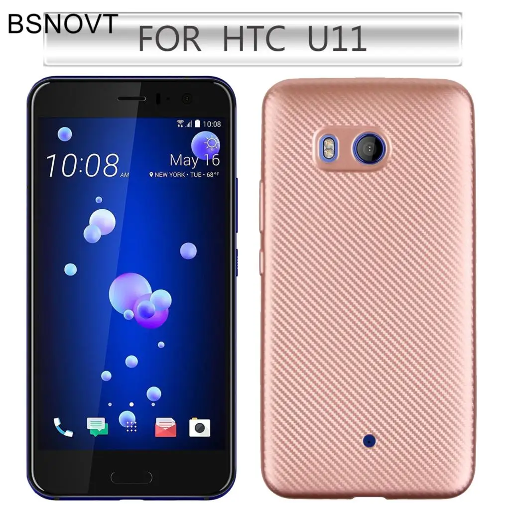 Чехол BSNOVT для htc U11, чехол для htc U 11, чехол с полной защитой из углеродного волокна, мягкий чехол из ТПУ для htc U11, чехлы для мобильных телефонов 5," { - Цвет: Pink