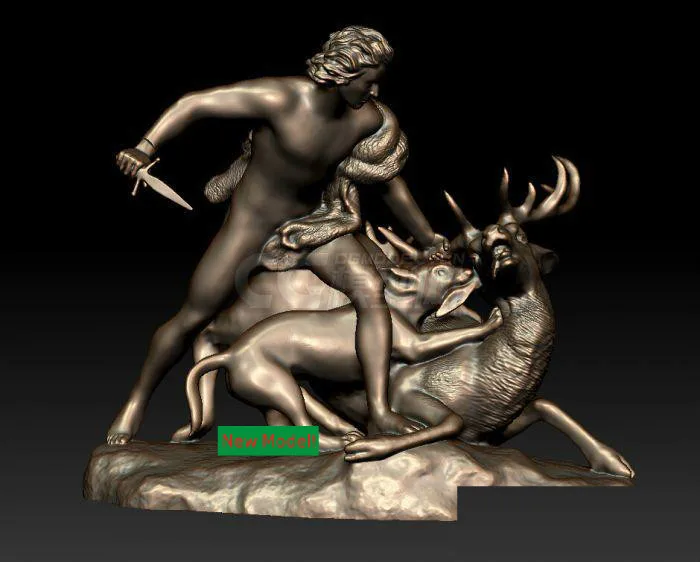 

3D model stl format, 3D solid model rotation sculpture for cnc machine The Deer Hunter