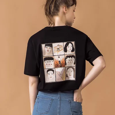 TANTO/2019 г. Новая модная футболка весенне летняя хлопковая черного и белого цвета с
