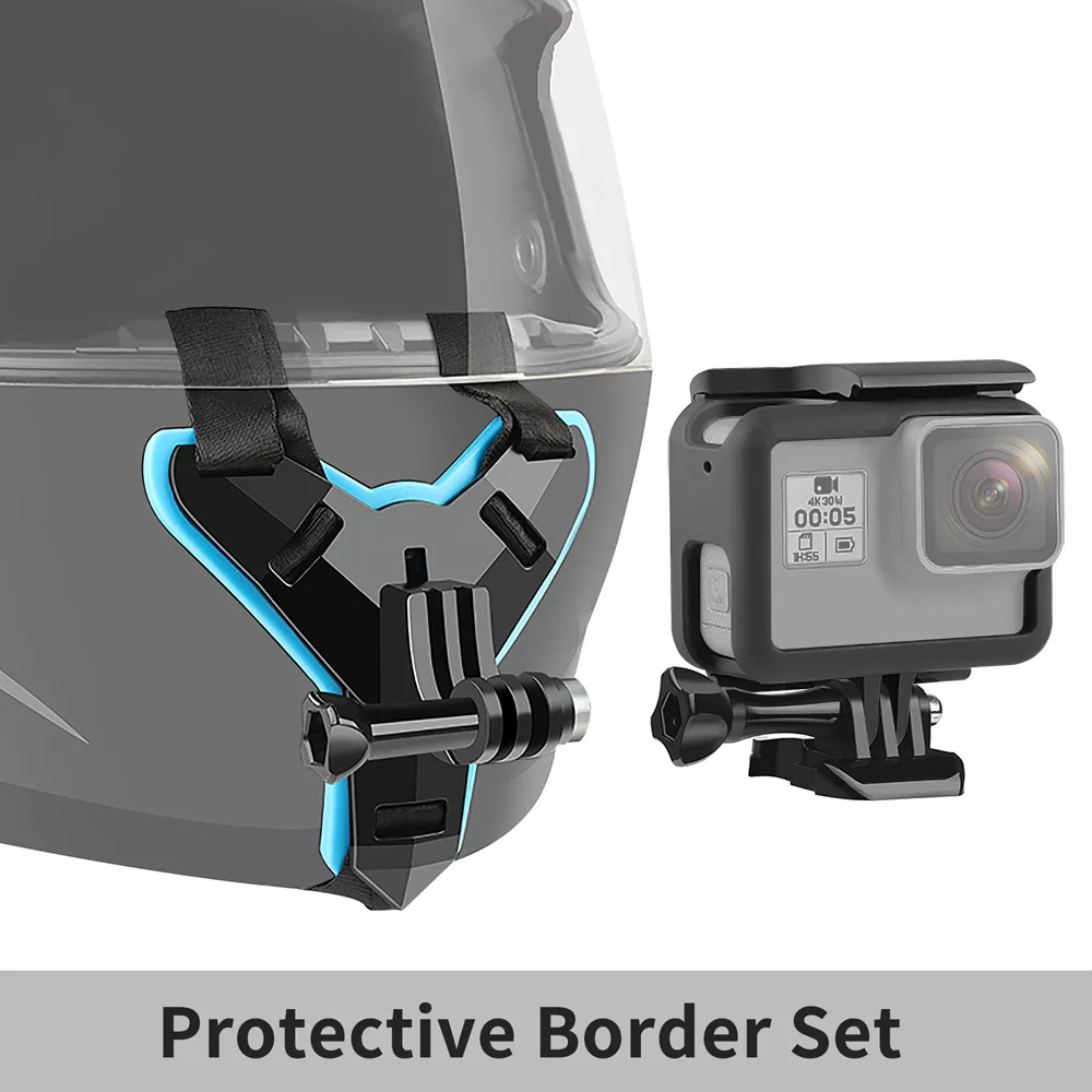 Bracket with Border Съемка мотоциклетный шлем передний подбородок кронштейн держатель адаптер крепление для GoPro Hero 7 8 5 черный Xiaomi Yi 4K Sjcam Eken Go Pro Hero 7 - Цвет: Bracket with Border