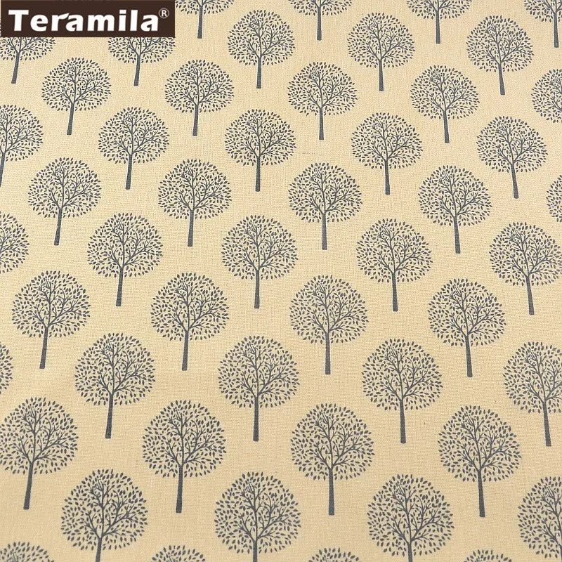 Хлопок teramila, льняная ткань, 4 разных цвета, деревья, узоры, счетчики, пэчворк, сделай сам, для подушки, сумки, подушки, занавески, скатерть - Цвет: 50cmx145cm