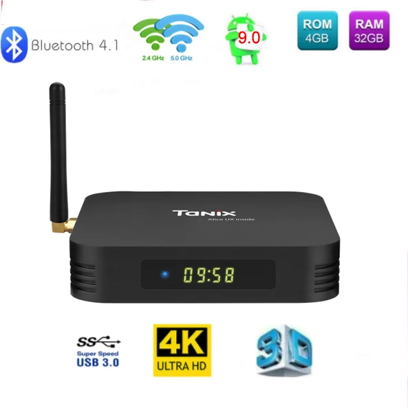 Tanix TX6 5 шт Смарт Android 9,0 ТВ коробка 4G 32G H6 четырехъядерный 2,4G 5G двойной Wifi BT 4,1
