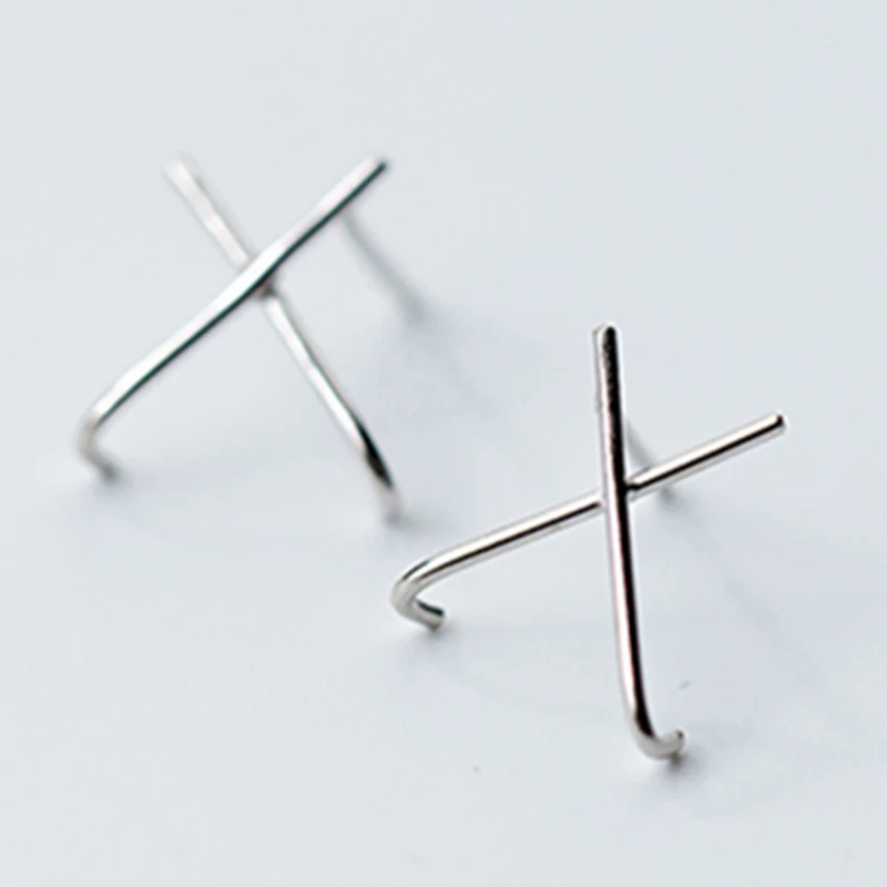 Серьги гвоздики женские из серебра 100% пробы с буквами X|Серьги-гвоздики| |