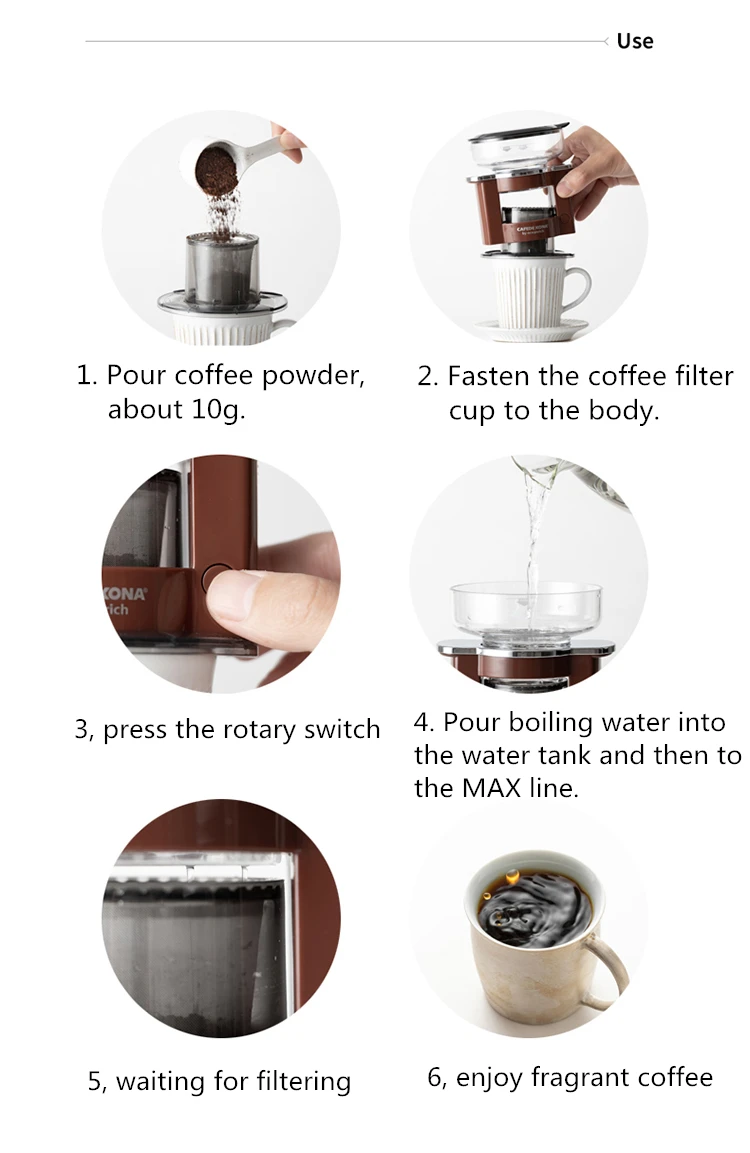 CAFEDE KONA Автоматическая портативная кофеварка фильтровальная бумага интеллектуальная роторная машина для извлечения