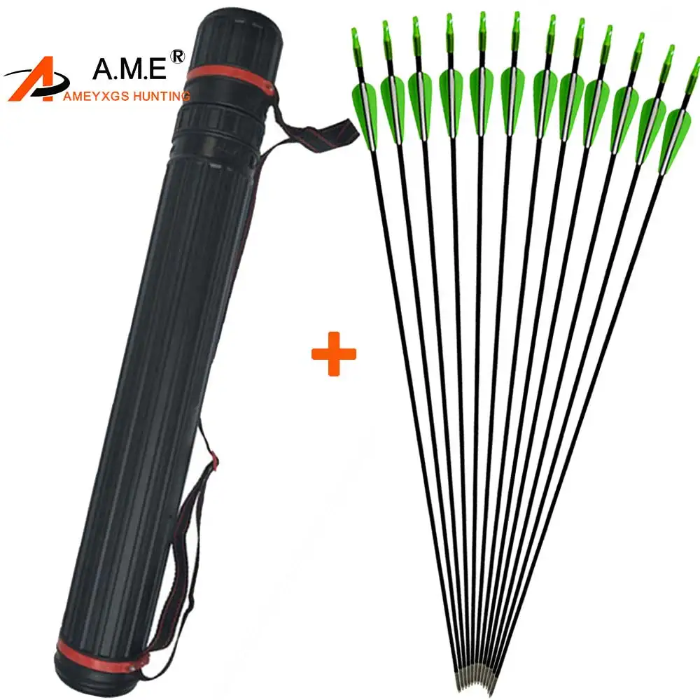 

12 PCS 30 Inch Glassfiber Rubber Feather Arrow Spine 500 Arrowhead Archery Recurve Bow Hunting Children's Basic Training