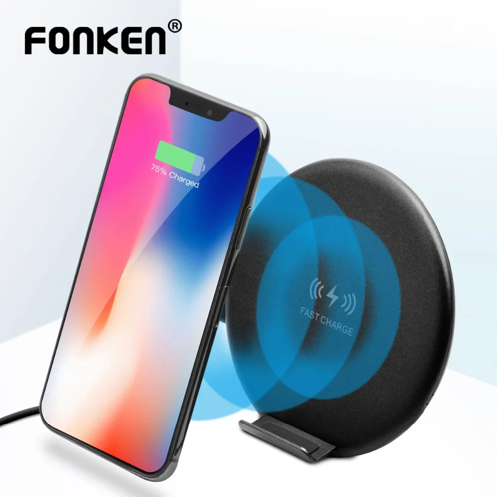 FONKEN USB беспроводное зарядное устройство 5 Вт 7,5 Вт 10 Вт Qi быстрое зарядное устройство для телефона с двумя режимами зарядное устройство для мобильного телефона держатель адаптер