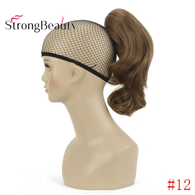 StrongBeauty 12 дюймов 10% синтетические 90% человеческие волосы короткая кудрявая заколка для хвоста в наращивание волос с зажимом для когтей