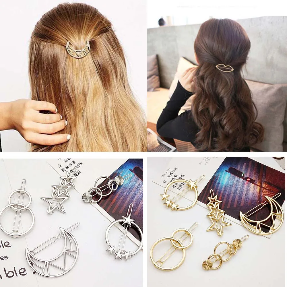 Заколки для волос с золотым/серебряным покрытием женские стильные модные