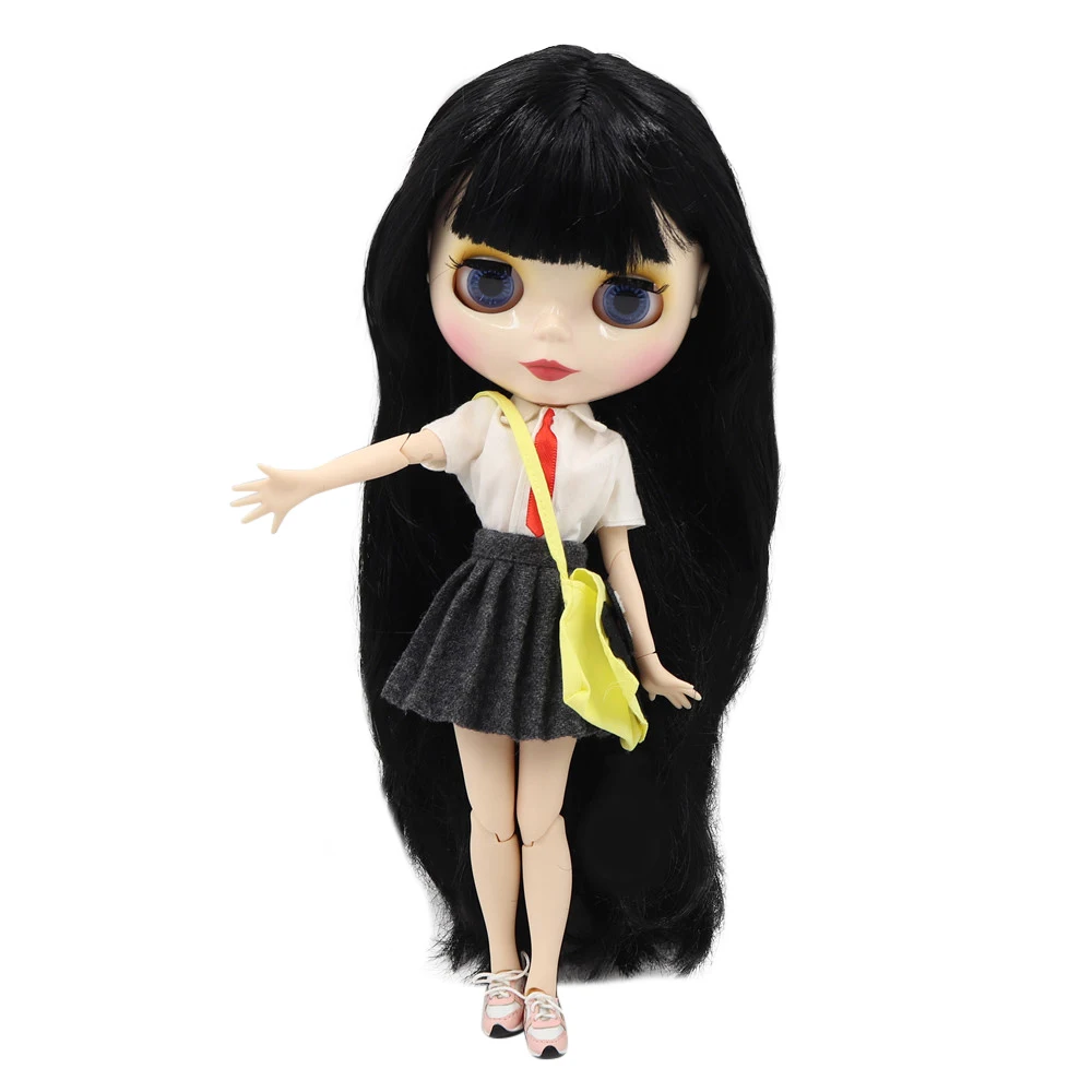 Ледяной DBS Blyth кукольные 1/6 30 см bjd шарнирное тело из белой кожи черные прямые