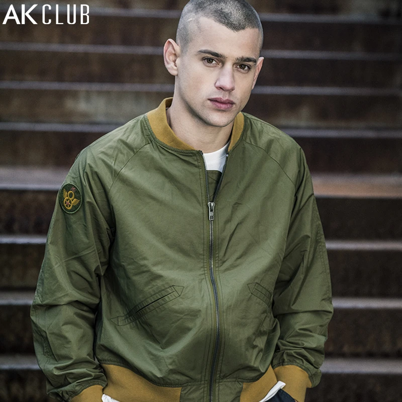 АК клуб Для мужчин куртка Бейсбол Куртка с воротником хлопок нейлон назад письмо