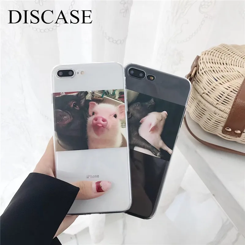 DISCASE чехол для телефона iphone 6 6s 6plus 7 plus 8 X пара свинья рельеф ТПУ анти желтый