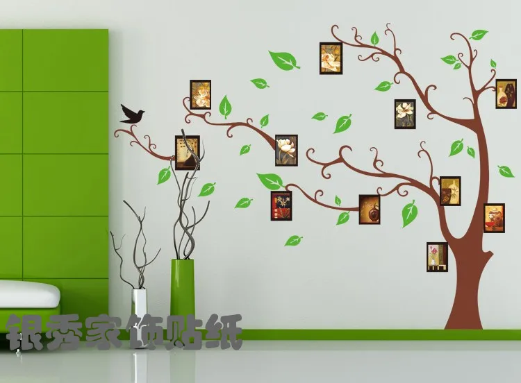 Большая Птица зеленое дерево фоторамка цветок наклейка на стену Наклейки стены