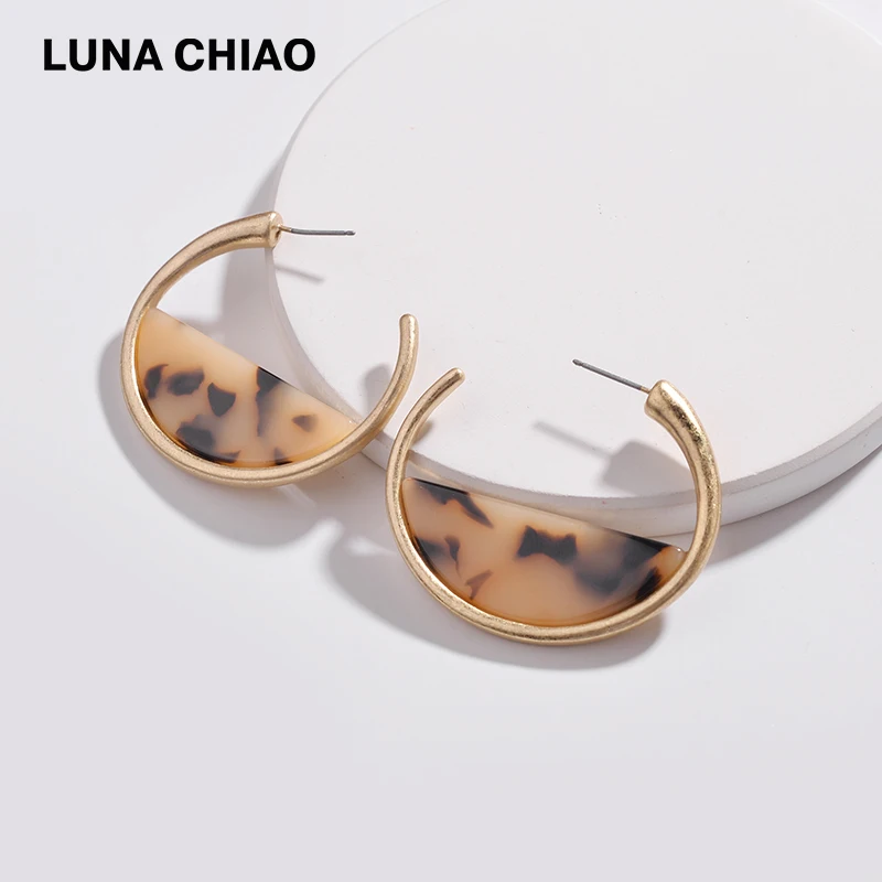 Женские серьги-кольца LUNA CHIAO модные разноцветные металлические леопардовые из