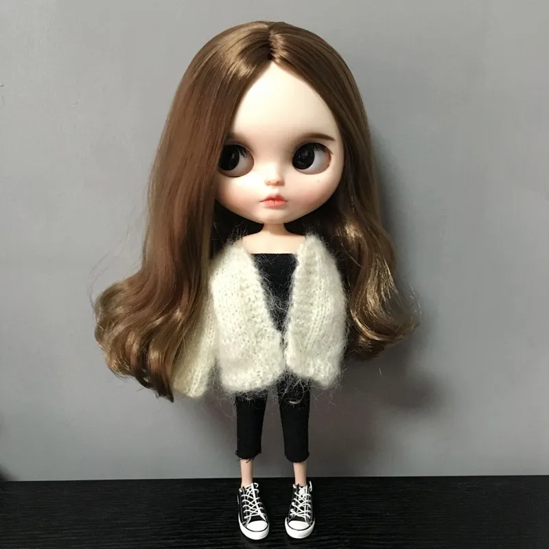 B241 Blyth Doll bjd clothes 30cm 1/6 dolls Azone Accessories handmade white Cardigan Color sweater 1pcs | Игрушки и хобби