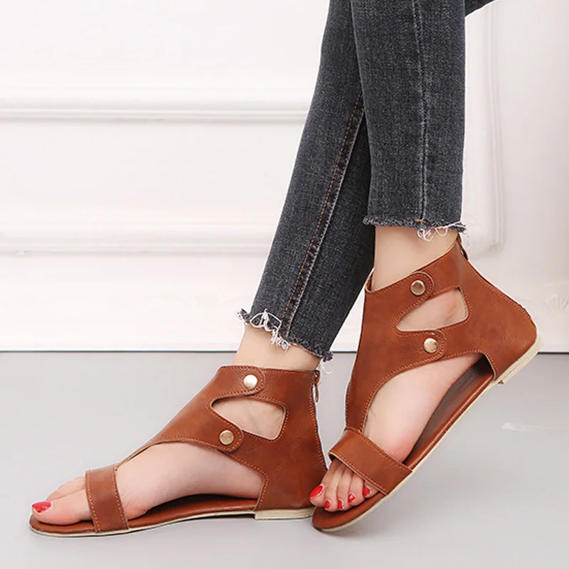 Женская обувь на плоской подошве в римском стиле ретро женская с заклепками