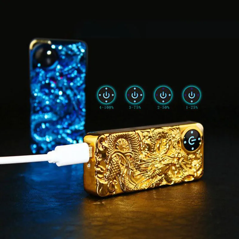 Новинка 2019 китайский дракон сенсорный датчик двойная дуга Usb Зажигалка