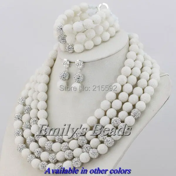 4 слоя нигерийский африканский свадебный жемчуговый комплект белое брачное ожерелье/браслет/серьги полная бесплатная доставка CJ137.