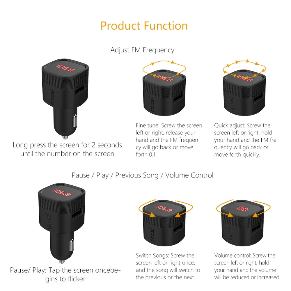 Автомобильный Bluetooth адаптер Doosl FM трансмиттер с USB портом|Беспроводные адаптеры| |