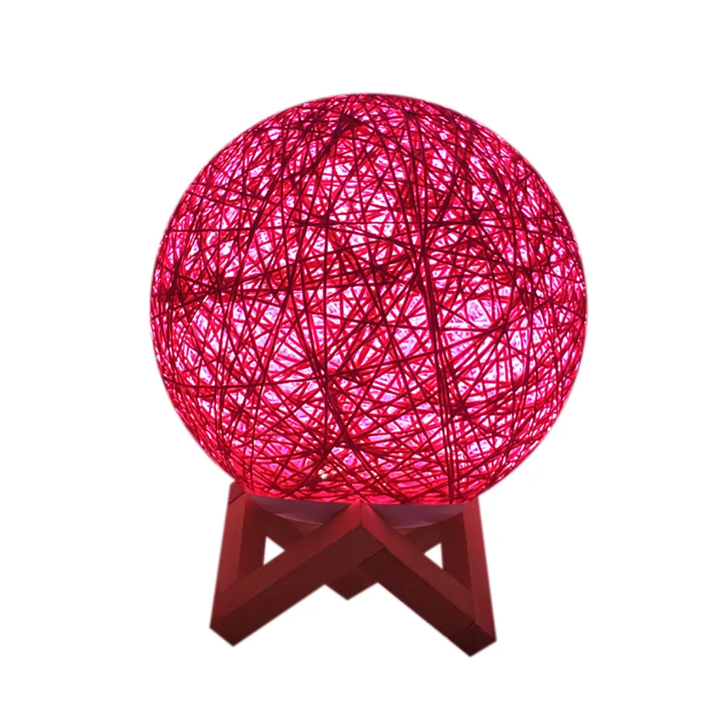 20 см 3D LED ротанговая Луна ночник лунный свет USB зарядка Настольная луна лампа