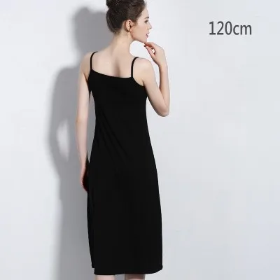 120cm black Женские лифчики, платье-комбинация с бретельками, длинное платье под платье, однотонная Нижняя юбка, внутренняя Нижняя юбка, рост от 90 до 120 см - Цвет: 120cm black