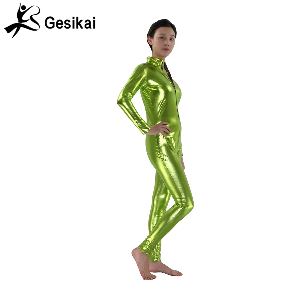 Доставка в течение 24 часов Женский травяной зеленый металлический костюм кошка