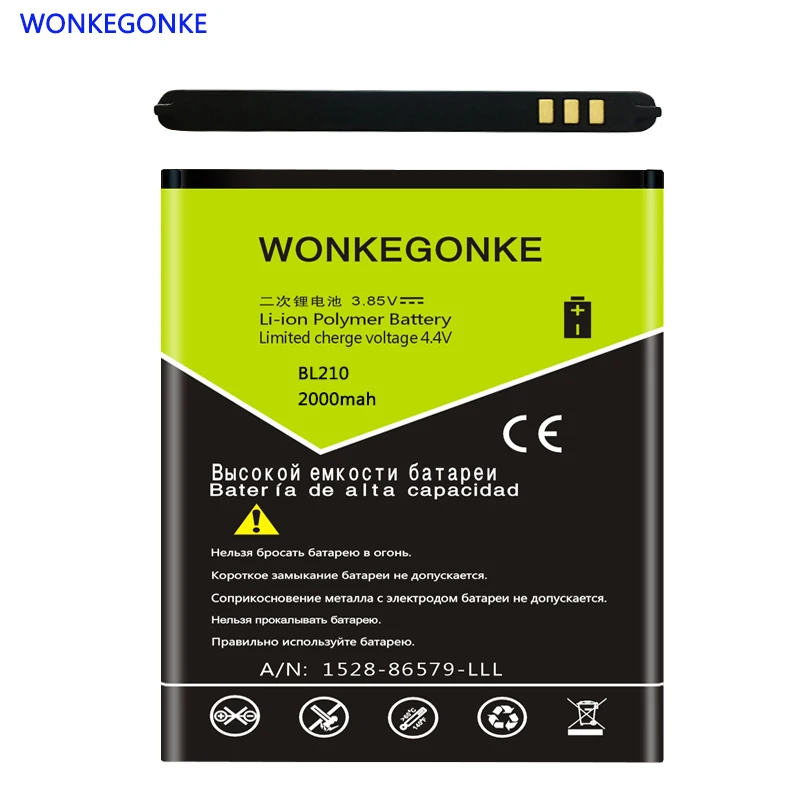 Аккумулятор WONKEGONKE BL210 для Lenovo A536 S820 A606 A656 S650 S820E A766 A828t BL 210|Аккумуляторы мобильных