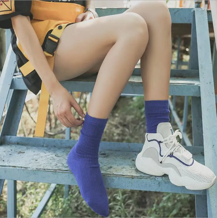 Women long cotton socks high tube lovely soft short sock breathable sweat-absorbing casual long vintage socks hosiery
